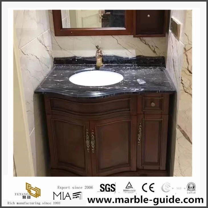 Black Marble With White Lines For Vanity Top/Table, Silver Portoro Marble Slab&Tile