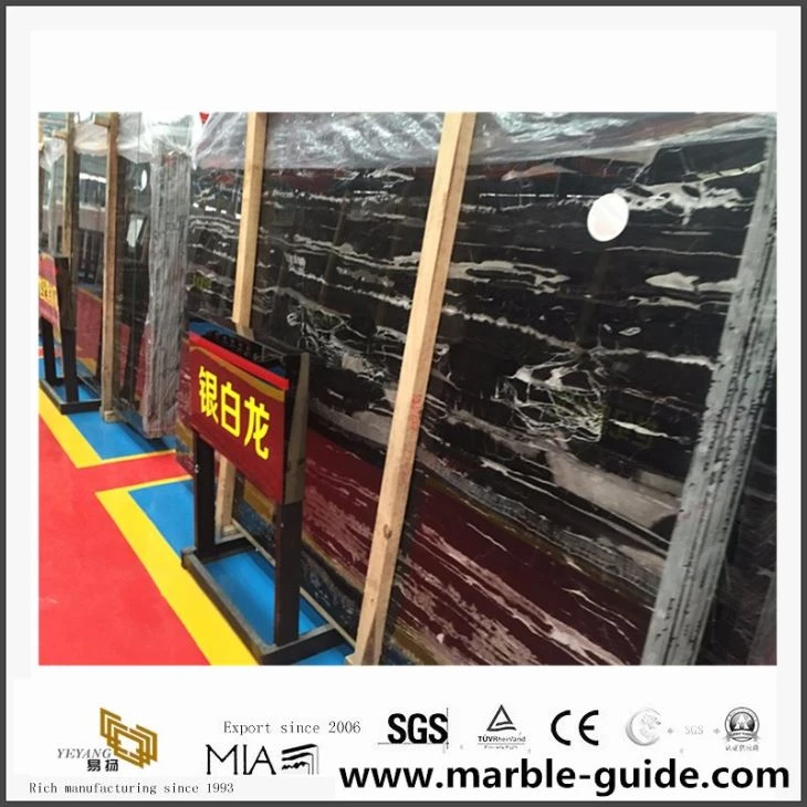 China Cheap Silver Dragon, White Black Marble Slab For Hotel Tiles/Bathroom